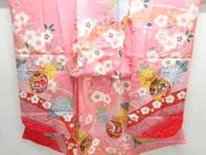 鈴に花模様子供着物(重ね衿付き)